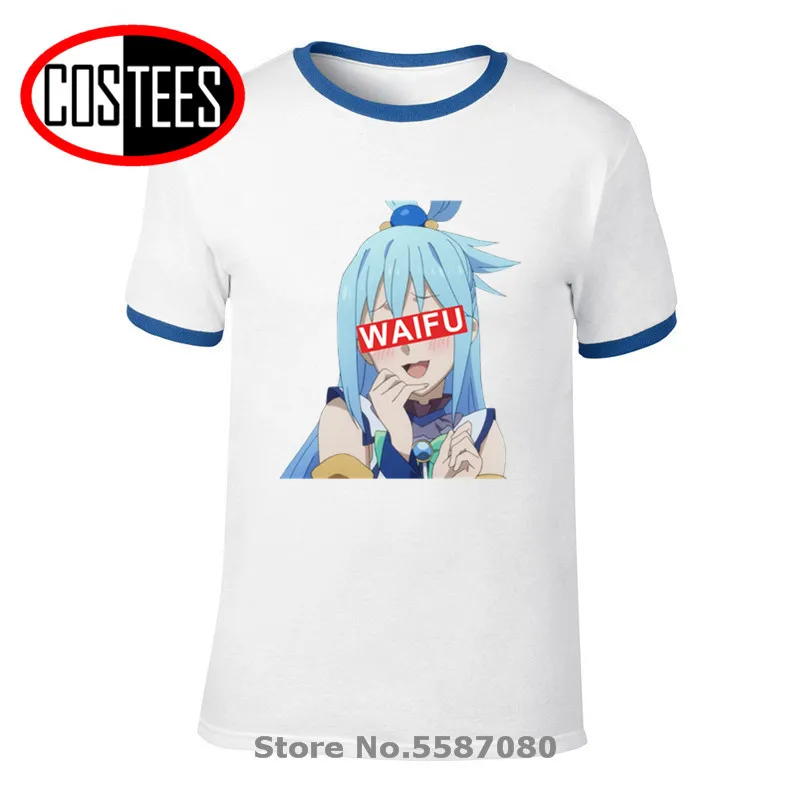 Женская и мужская футболка Camiseta WAIFU из материала японского аниме эстетическая Aqua