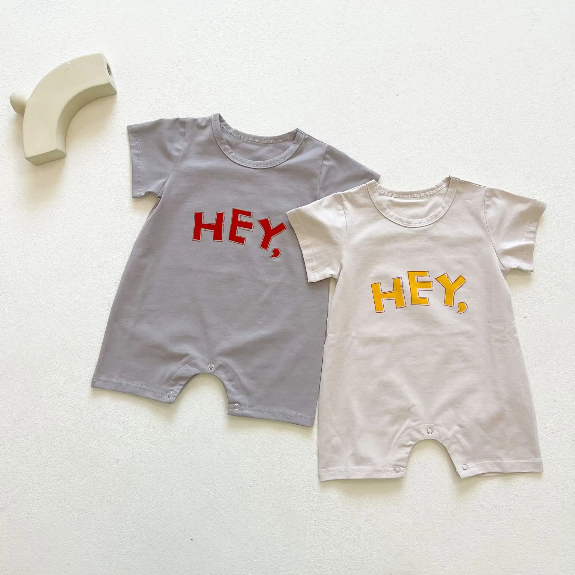 

2021 Summer New Toddler Baby Boy Girl Fashion Cotton Letter Printed Short Sleeve Romper Kid Casual Breathable Jumpsuit