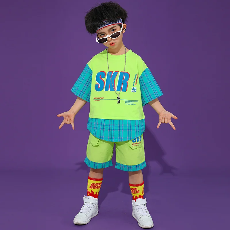 

Children'S Day Boys Street Dance Clothing Girls Short Sleeved Shorts Children'S Modern Dance Hip Hop Performance Clothes DN8508