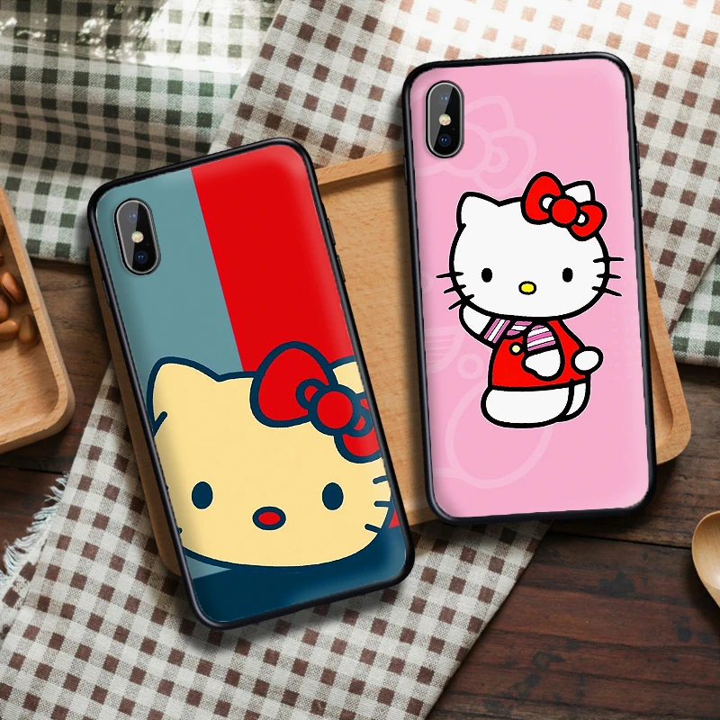 Hello cat Мягкий чехол из ТПУ для Apple iPhone X XR XS MAX 5 5S 5C SE 6 S 7 8 Plus ipod touch силиконовый