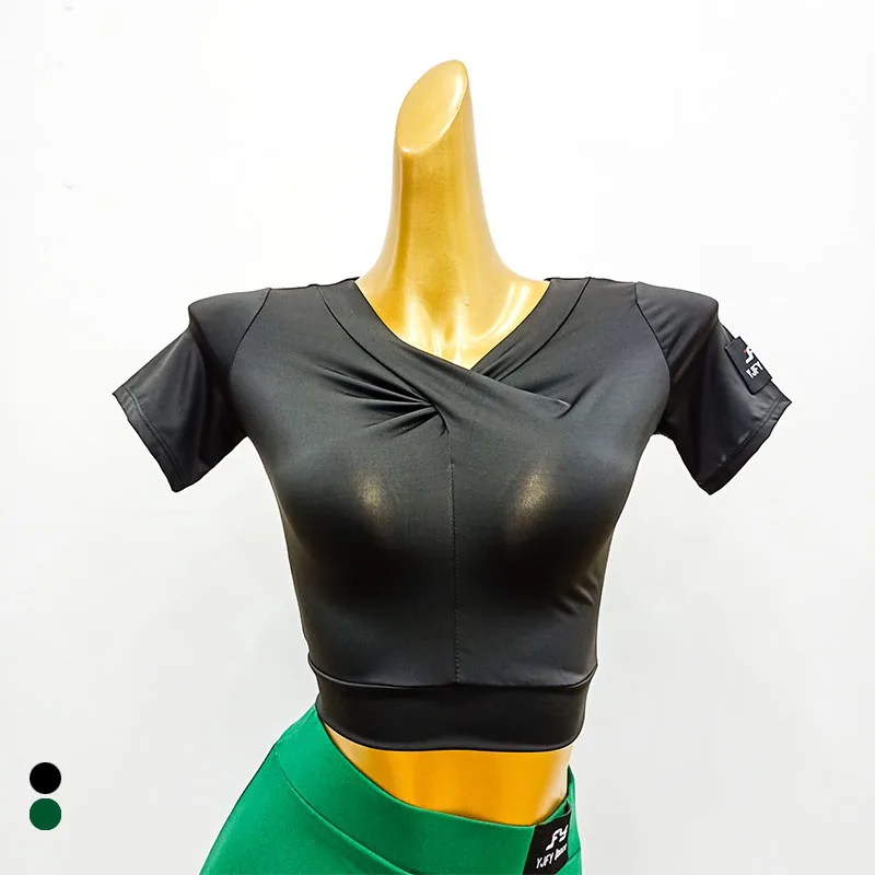 

Women Latin Dance Top Short Sleeve Shirts Lady Latin Practice Clothes Samba Tango Rumba Cha Cha Dancing Performance Wear DN5908