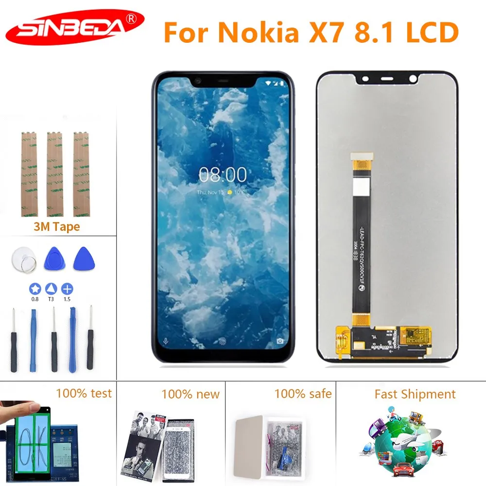 Оригинальный ЖК дисплей 6 18 дюйма для Nokia X7 8 1 TA 1131 1119 1121 1128 сенсорный экран с рамкой