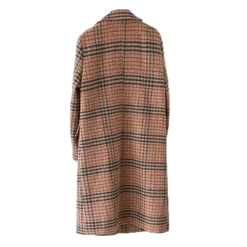 Осенне-зимнее женское Шерстяное Пальто свободная двубортная Женская ветровка в