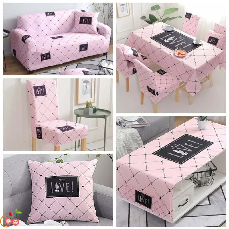 

Elastic Polyester Sofa Covers for Living Room Lovely Contracted Knitted Fabric Slipcovers Protector 1/2/3/4 Seater