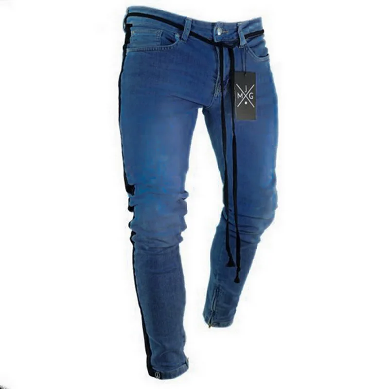 NIBESSER обтягивающие джинсы для мужчин в стиле хип-хоп полоску эластичные