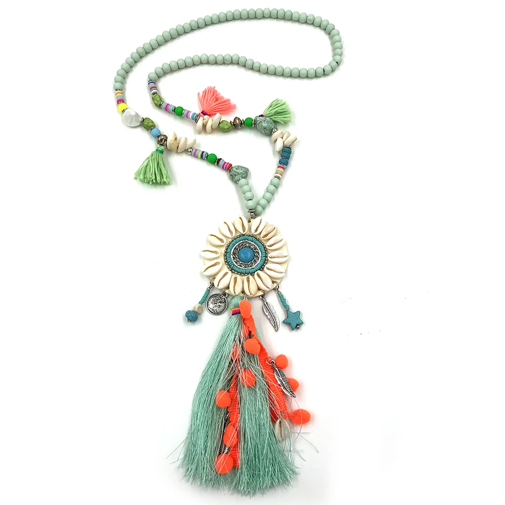 Новинка 2020 весеннее богемное хлопковое ожерелье с кисточками разноцветные