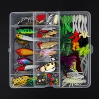 131pcslot fishing lures kit mixed hard lures soft baits minnow crank with box
