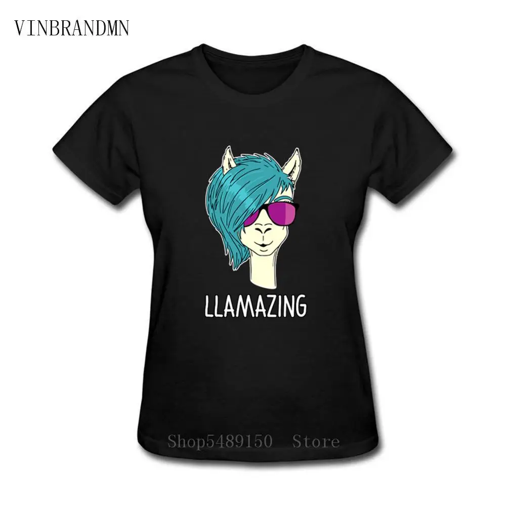 

Футболка No Prob в стиле Харадзюку женская, смешная рубашка с мультяшным принтом ламы, причесанной шерсти, юмор, альпака