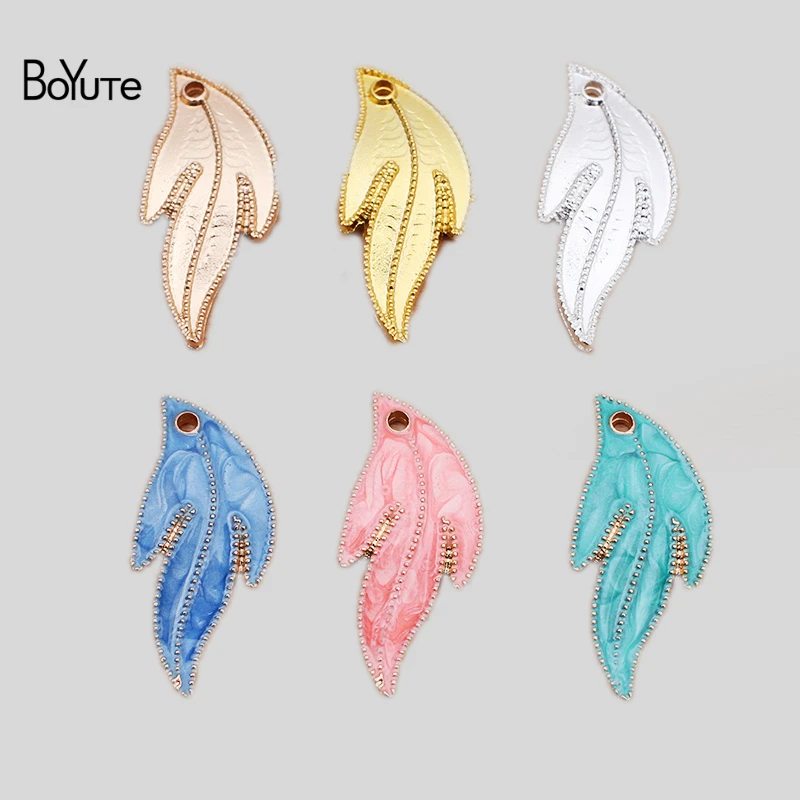 

BoYuTe (50 Pieces/Lot) 14*30MM Dripping Oil Maple Leaf Charms Factory Supply Handmade DIY Alloy Jewelry Accessories