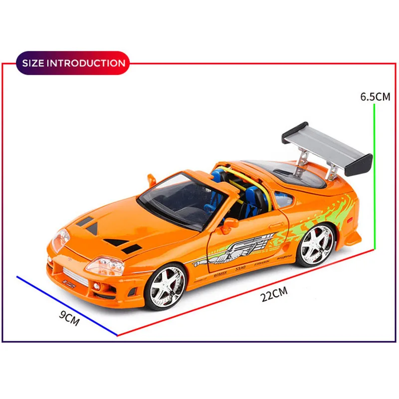 Модель автомобиля 1/24 Fast 8 F8 Брайан Toyota Supra модель из металлического сплава под