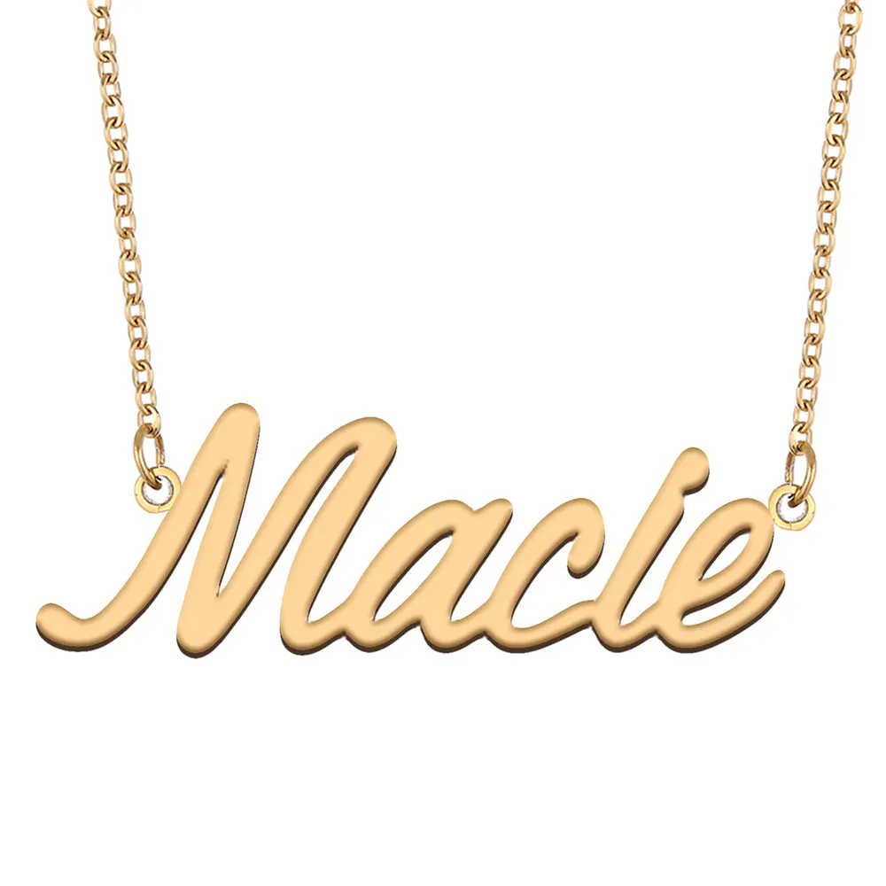 

Macie Nameplate Necklace for Women Stainless Steel Jewelry Gold Plated Name Chain Pendant Femme Mothers Girlfriend Gift