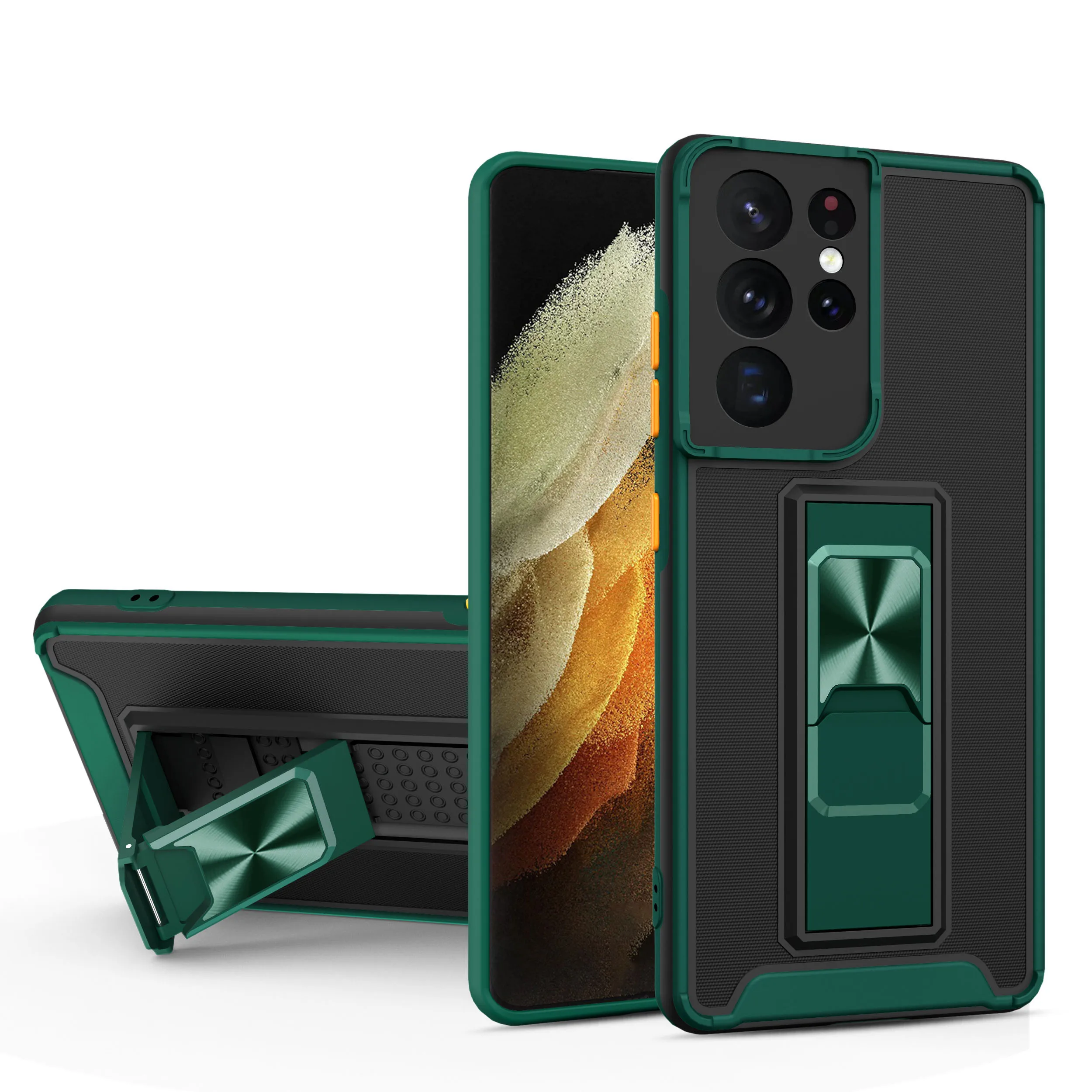 

Luxury shockproof Protection Magnetic Armor invisible slide stent Phone Case For Samsung Galaxy S20 S21 FE Plus Ultra Back Cover