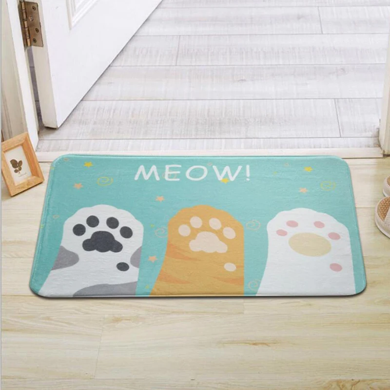 Lovely Cat Printed Floor Mat Carpet Kitchen Entrance Doormat Non-slip Door Water Absorption Bathroom Tapete | Дом и сад