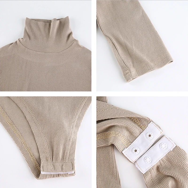 2021Autumn Turtleneck Solid Knitted Long Sleeve Female Bodysuit Women  Black Bodycon Elegant Bodies Ladies Keep Warm Tops Winter