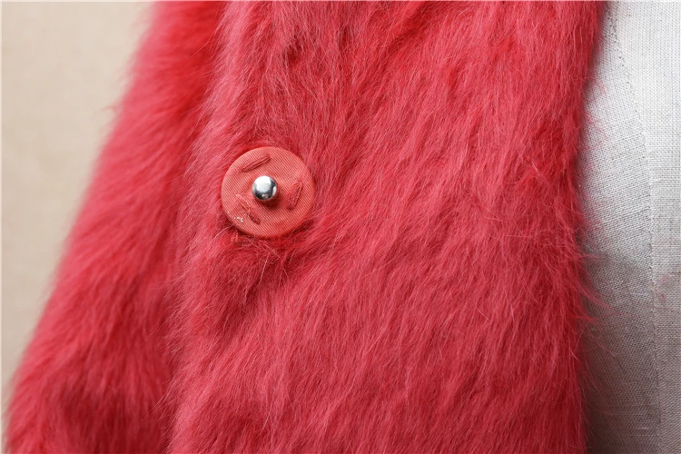 

ladies women fashion hairy mink cashmere seven sleeves short slim cardigans autumn winter christmas red jacket coat sweater pull