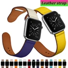 Ремешок кожаный для apple watch band 44 мм 40 мм 44 мм, браслет из натуральной кожи для apple watch iwatch 42 мм 38 мм, Series 3 4 5 6 S