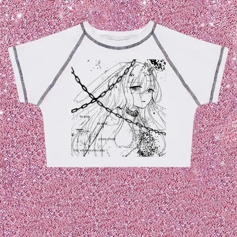 Футболка Harajukushirt в эстетике y2k Винтажная футболка стиле Харадзюку Готическая