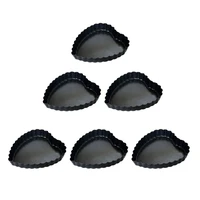 tart pan set for baking 6pcs 4 13inch heart shaped tart tins non stick carbon steel quiche pan with removable bottom
