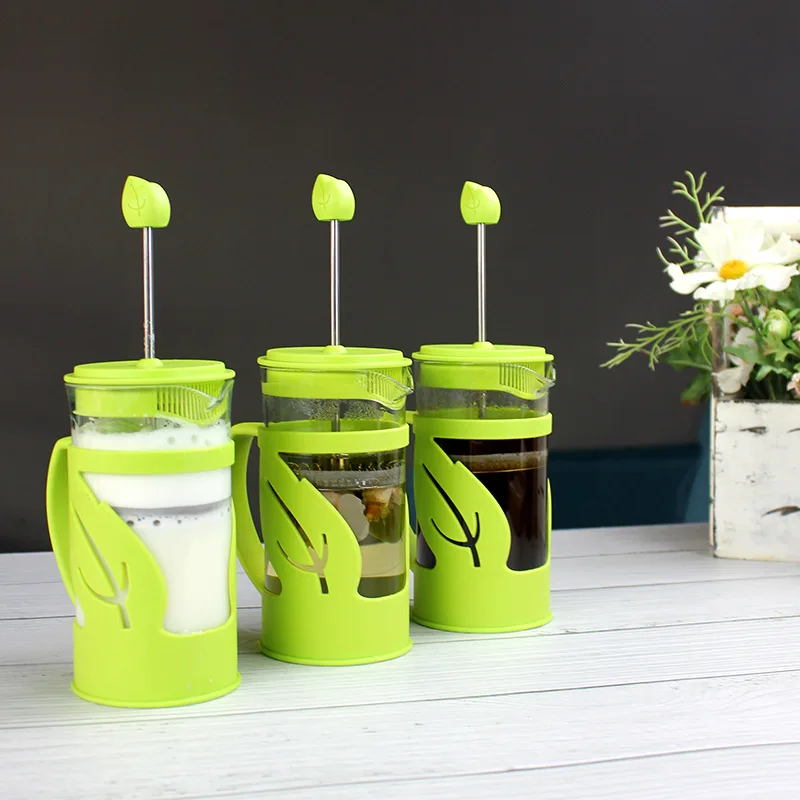 French Presses Green Plastic Handle Glass Body Stainless Steel Mesh 350ML Pots Coffee Maker Machine Extraction Tool | Дом и сад