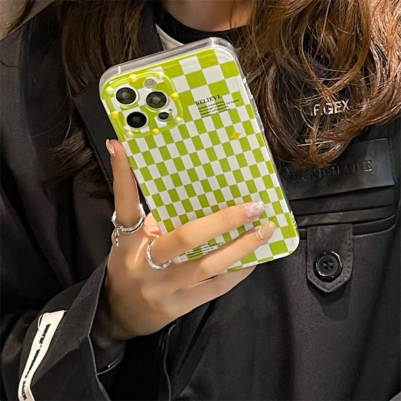 Набор зеркальный чехол-подставка для телефона iPhone 7 8 Plus с узором в сетку 11 12 Pro Max X