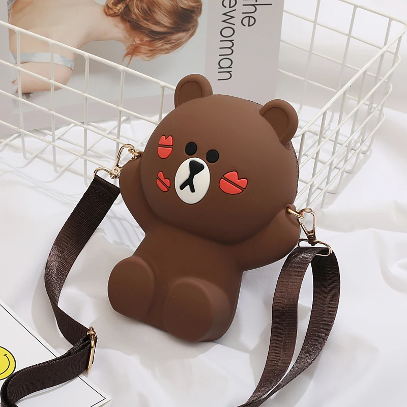 Забавная сумка через плечо с медведем Женская силиконовая на мини мультяшный