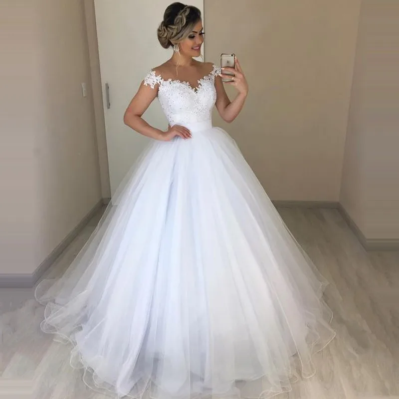 

Wedding Dress with Detachable skirt Tulle Ball Gown Wedding Gowns Lace Custom Made Vintage vestido de noiva 2020