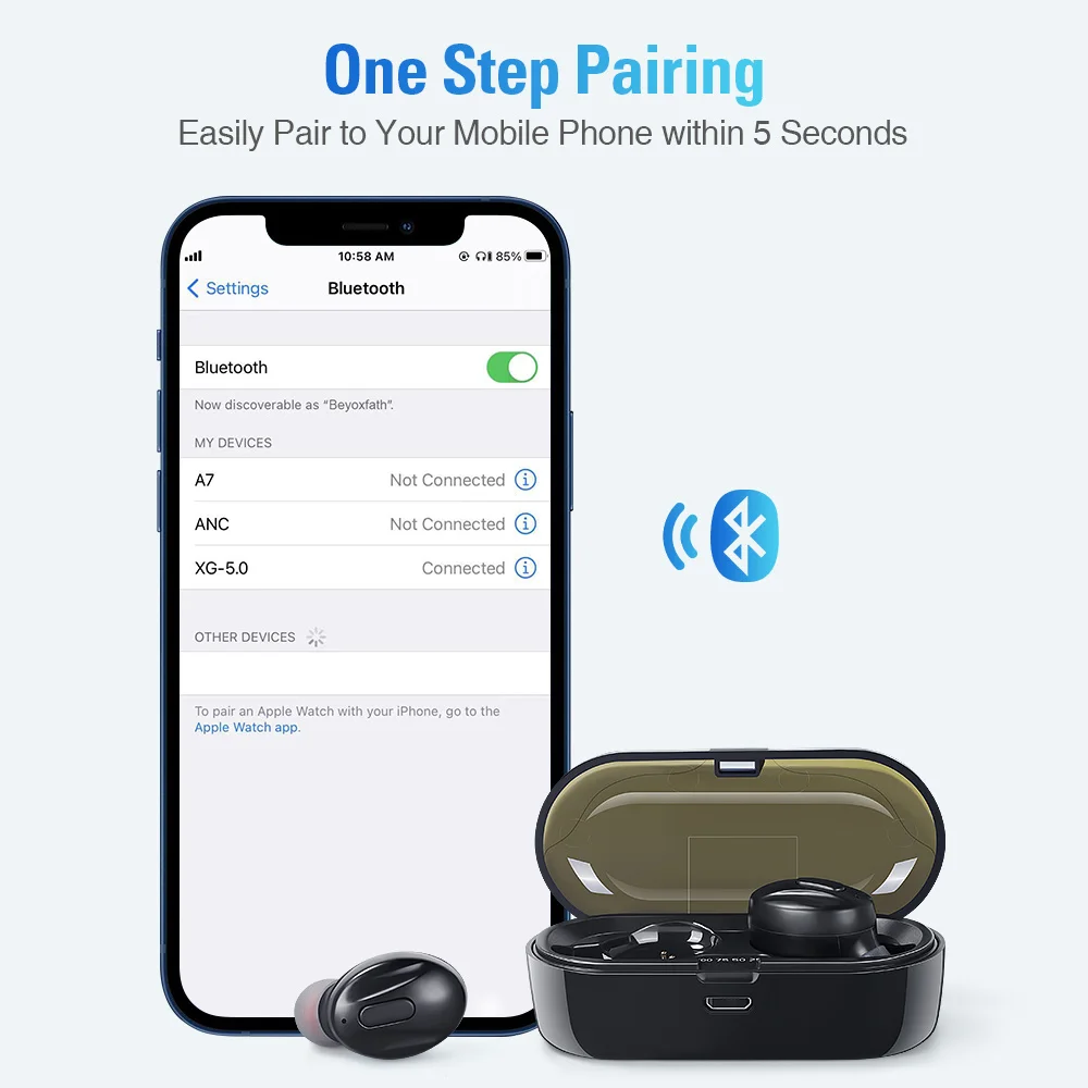 

Bluetooth V5.0 Earphones TWS True Wireless Headphones In-Ear Earbuds Waterproof Mini Headsets HiFi Stereo Sports Earpiece