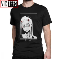 zero two t shirt darling in the franxx white t shirts mans short sleeves novelty tee shirt round neck cotton clothes brand