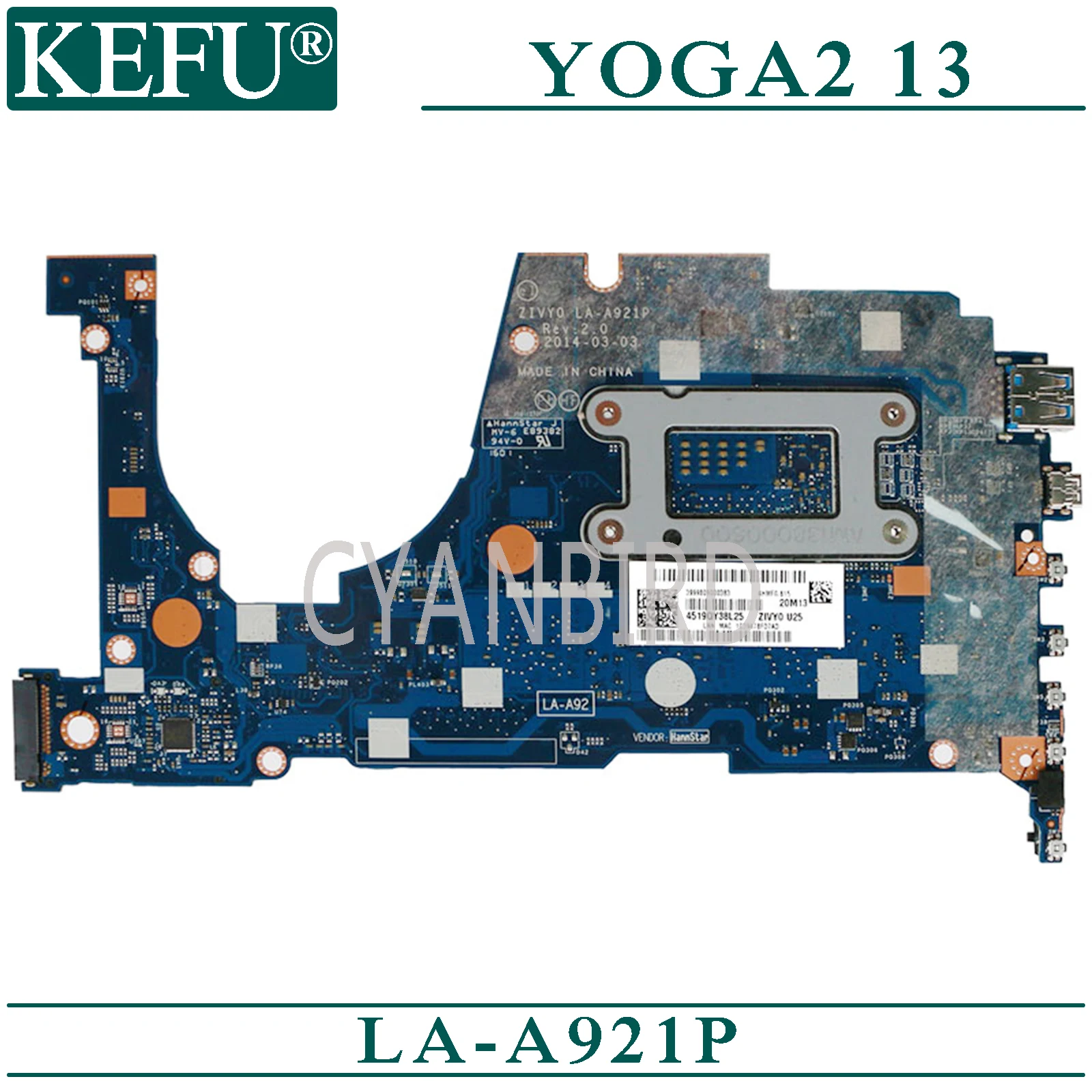 kefu la a921p original mainboard for lenovo yoga2 13 with 8gb ram i5 4210u laptop motherboard free global shipping