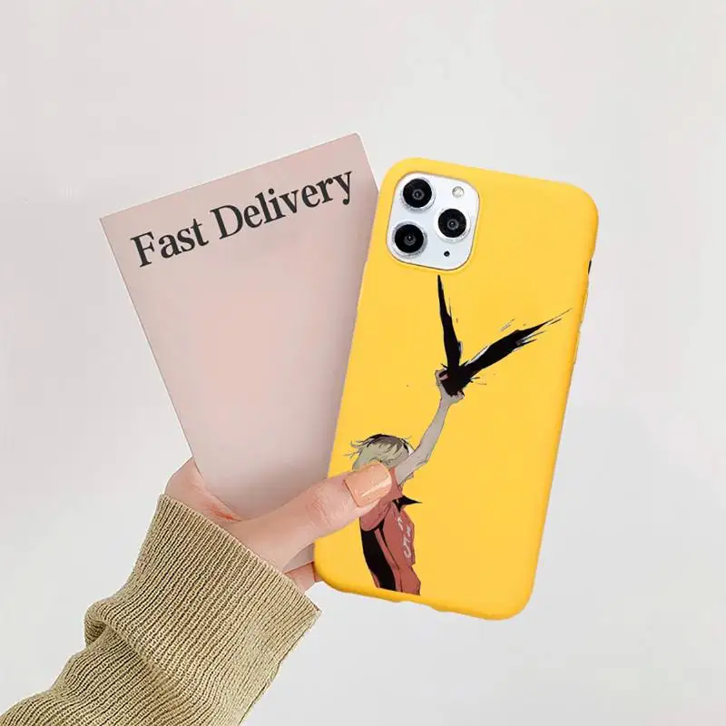 

Kenma Kozume of Haikyuu Phone Case Candy Color Yellow for iPhone 11 12 pro XS MAX 8 7 6 6S Plus X 5S SE 2020 XR