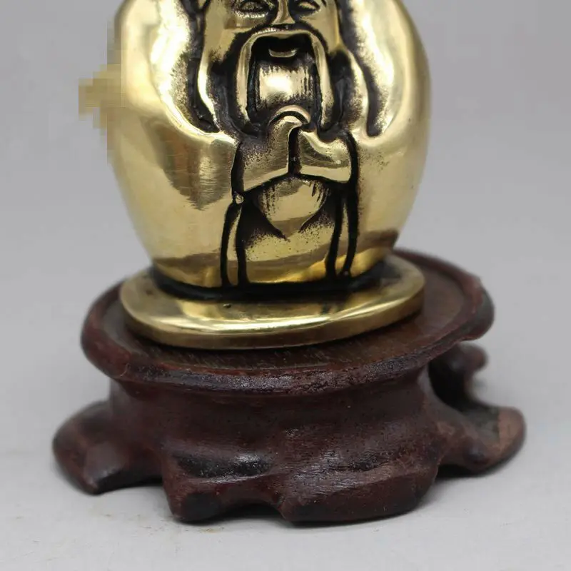 

Collect China Antique Brass Carving God Of Wealth Snuff Bottle Exquisite Statue Without Base