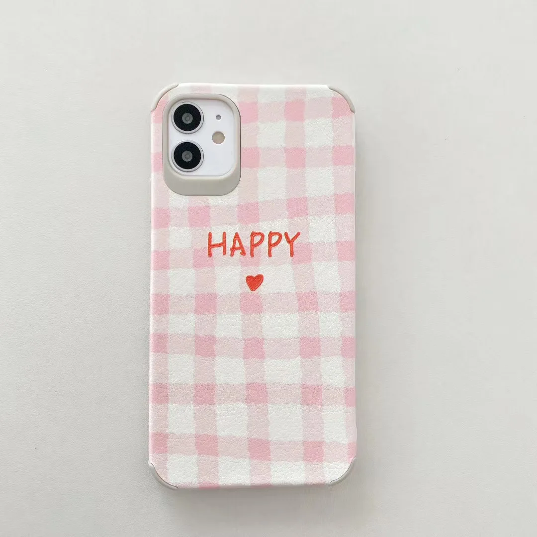 

INS cute simple lattice illustration lucky love smiley phone case for iPhone 11 pro MAX Xs MAX Xr X 7 8 plus soft back cover