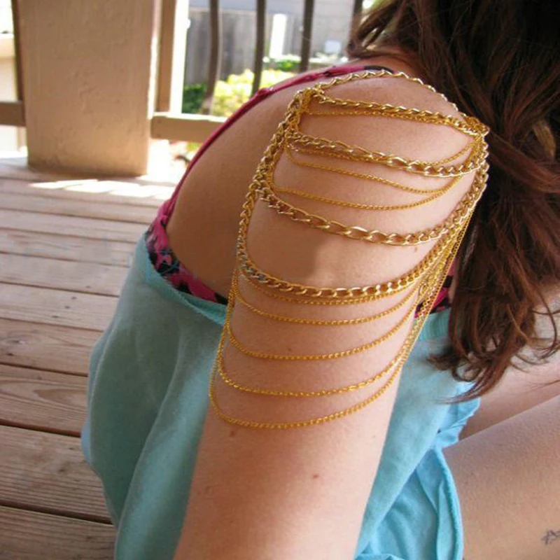 Cool Girls Multi Chain Golden Necklace Arm Shoulder Body Jewelry | Украшения и аксессуары