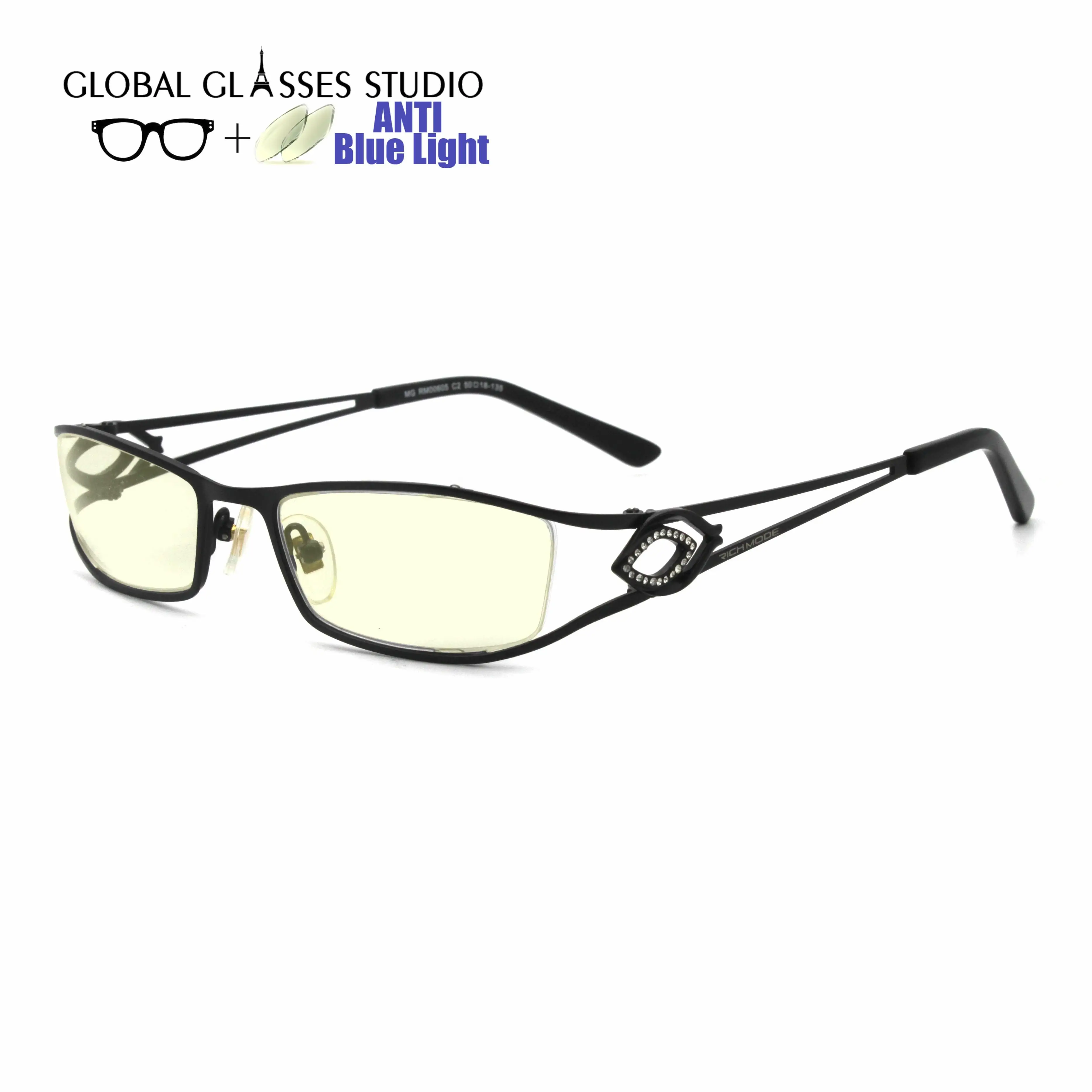 

RM00605 New Anti blue light blocking Black metal glasses optical glasses black unisex computer glasses RM00605-C2