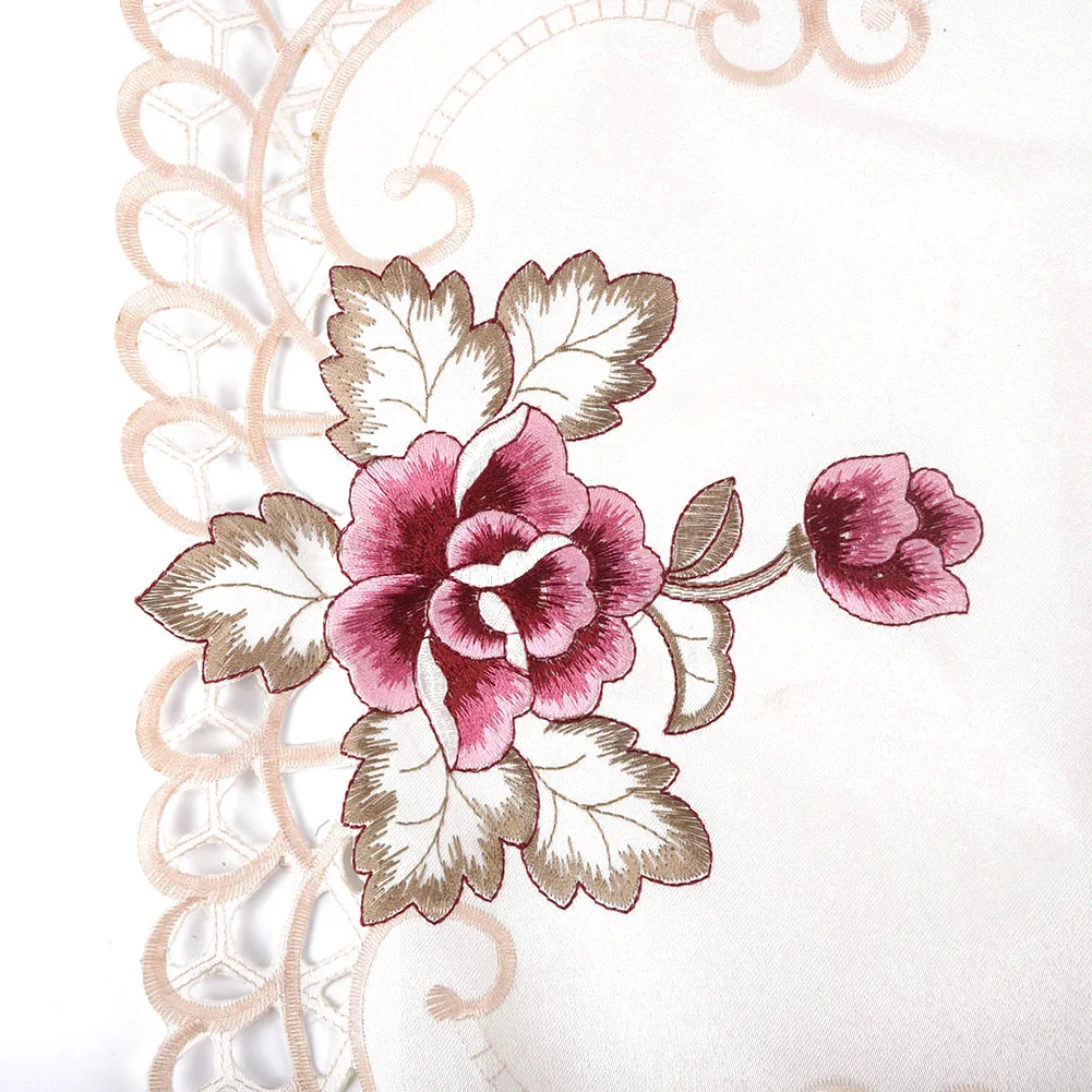 Прочная Цветочная скатерть атласная ткань с вышивкой для вечеринок праздничных