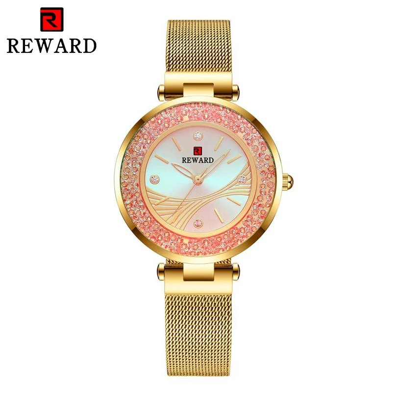 Часы женские кварцевые с многоцветным циферблатом и сетчатым ремешком|Женские