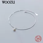 Браслет на ногу WOOZU из настоящего серебра 925 пробы с маленьким жемчугом в минималистском стиле, женский браслет на ногу для вечеринки, летняя пляжная бижутерия, изящный подарок