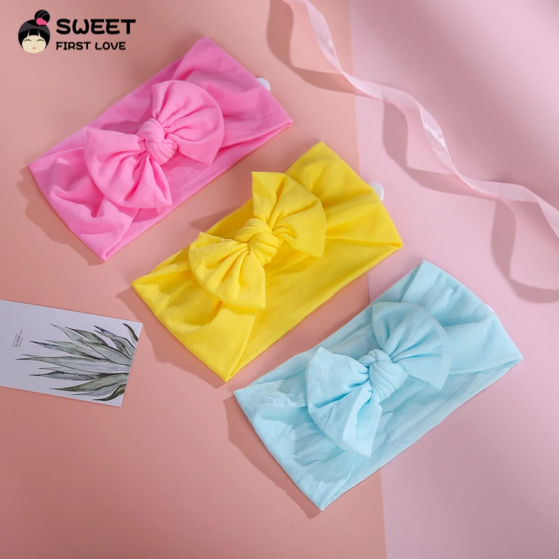 

Newborn Baby Bow Headbands Nylon Hair Band Knotted Turban Girl's Hairbands For Children Headwraps Baby Toddler Hair Accessories