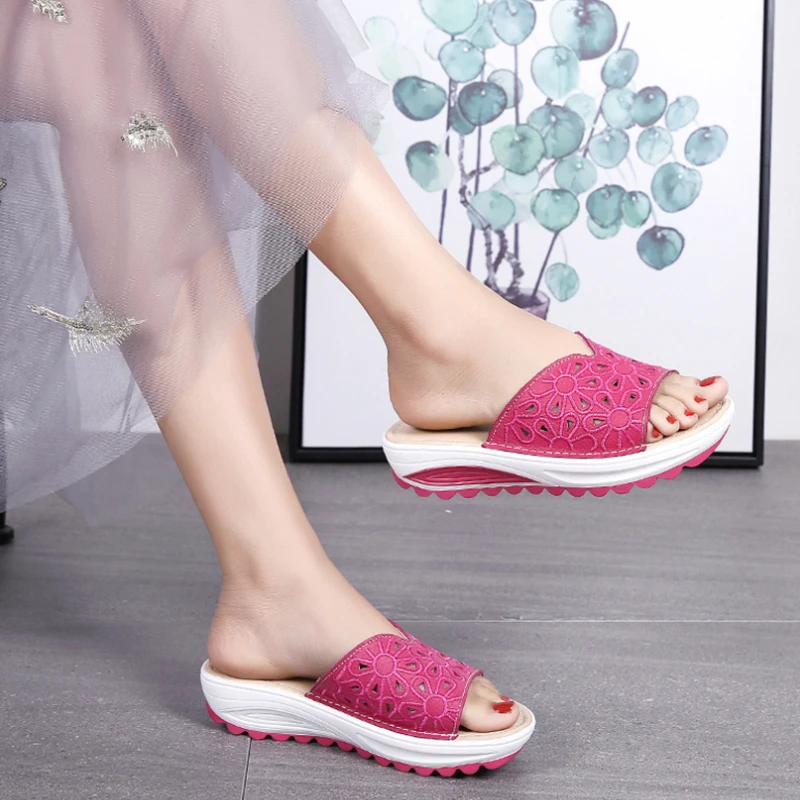 2022 New Slippers Women Shoes Summer High Quality Fashion Casual Wedges Platform Shoes Ladies Beach Shoes Plus Size Promotion