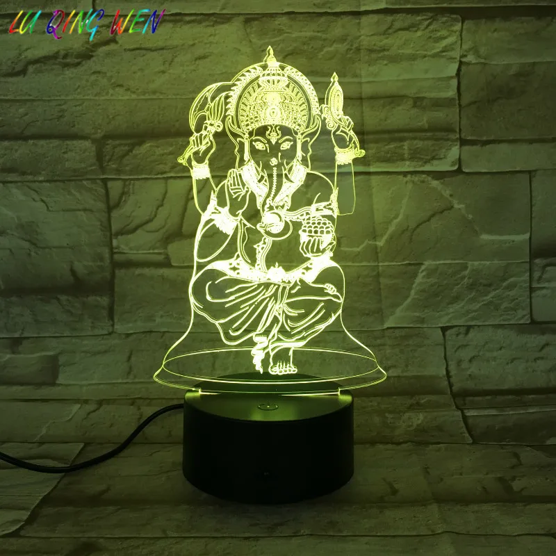 

India Family Patron Ganesha 3d Led Night Light Bedroom Decoration Light Holiday Festival Present Table Lamp Bedside Home Decor