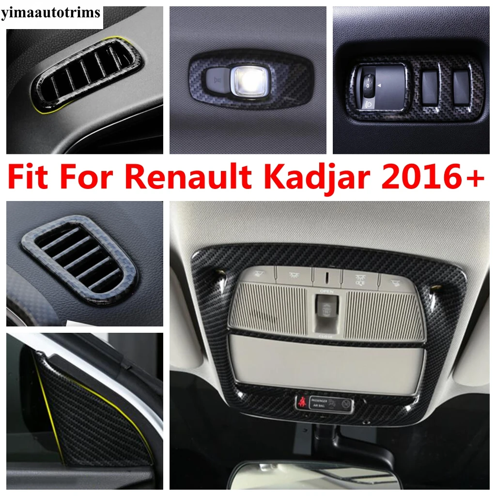 

Head Light Roof Reading Lamps Dashboard Air AC Pillar A Frame Cover Trim For Renault Kadjar 2016 - 2022 Carbon Fiber Accessories