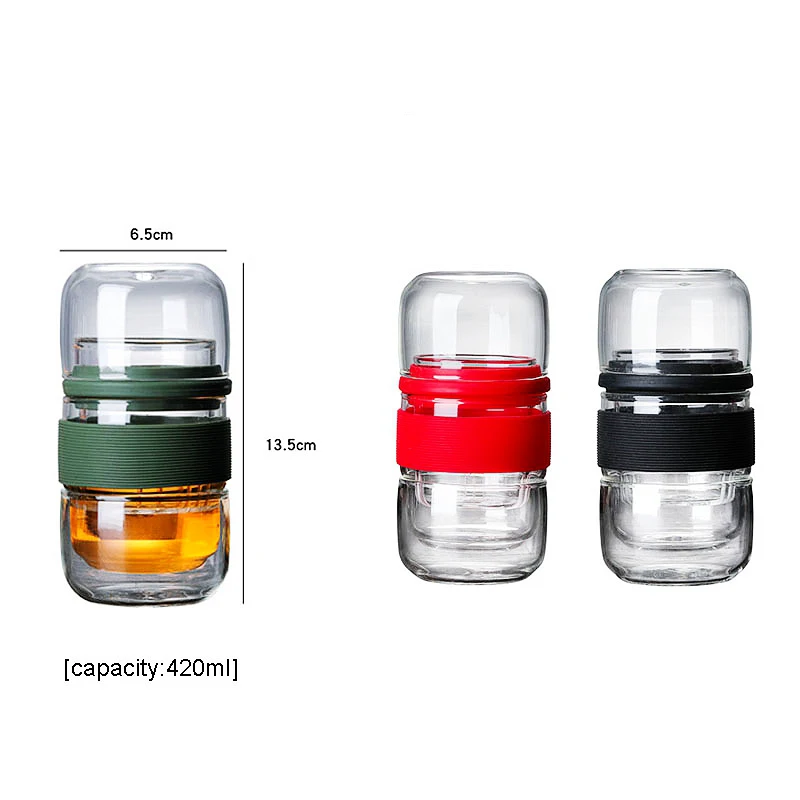 

High Quality Portable 420 ml Teapot with Small Glass Filter Heat-resistant Glass Mug Cup Outdoor Sports Camping Fishing Tools