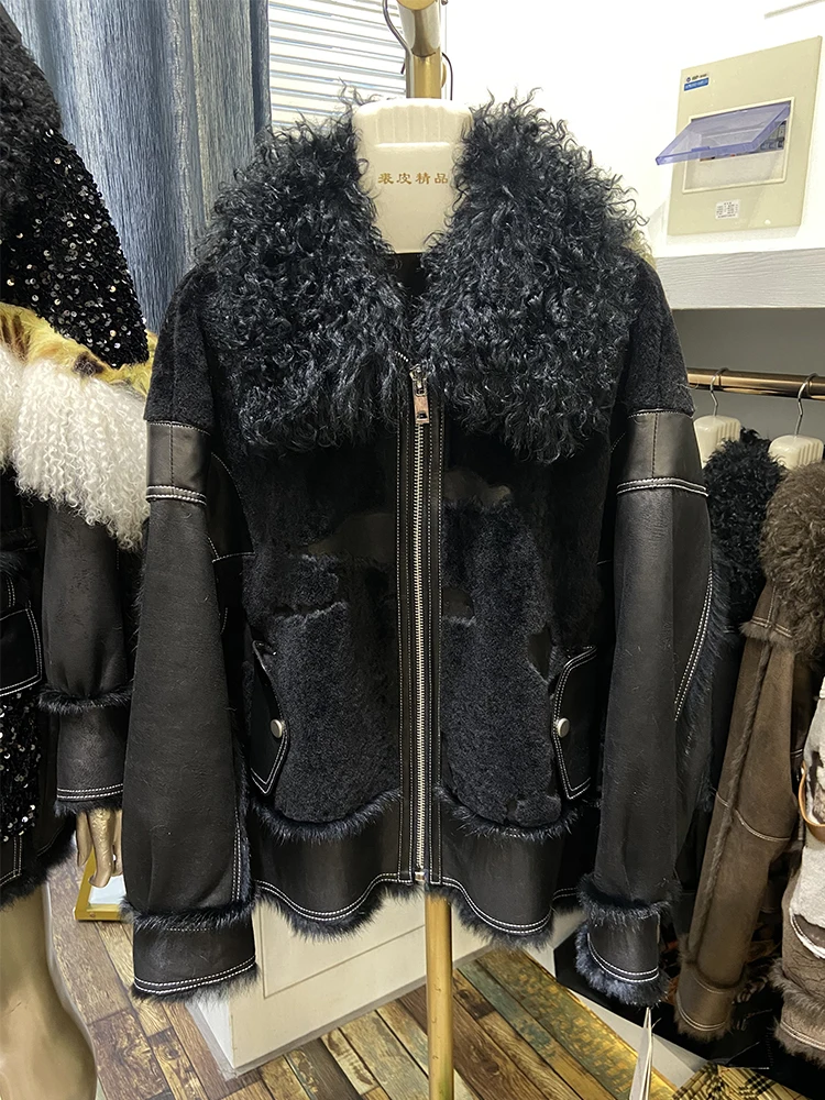 2021 Winter Women Real Lamb Fur Real Skin Rabbit Fur Inner Warm Jackets Real Fur Collar Ladies Outwear enlarge