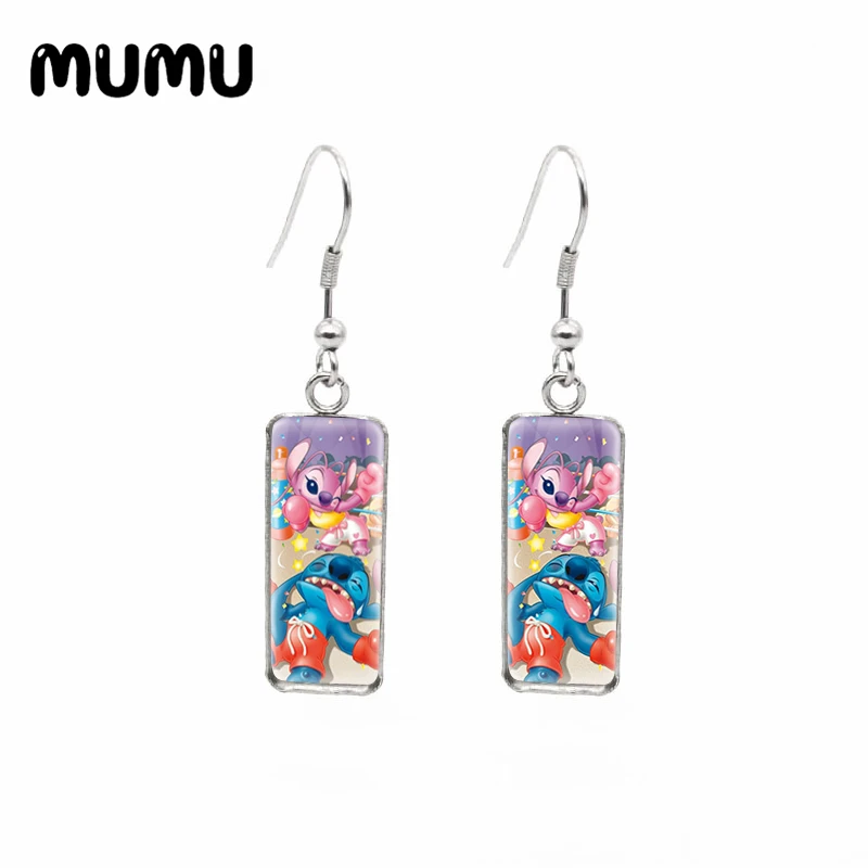 Новинка 2021 прямоугольные серьги в виде Лило и ститча милые рыбки с ангелом
