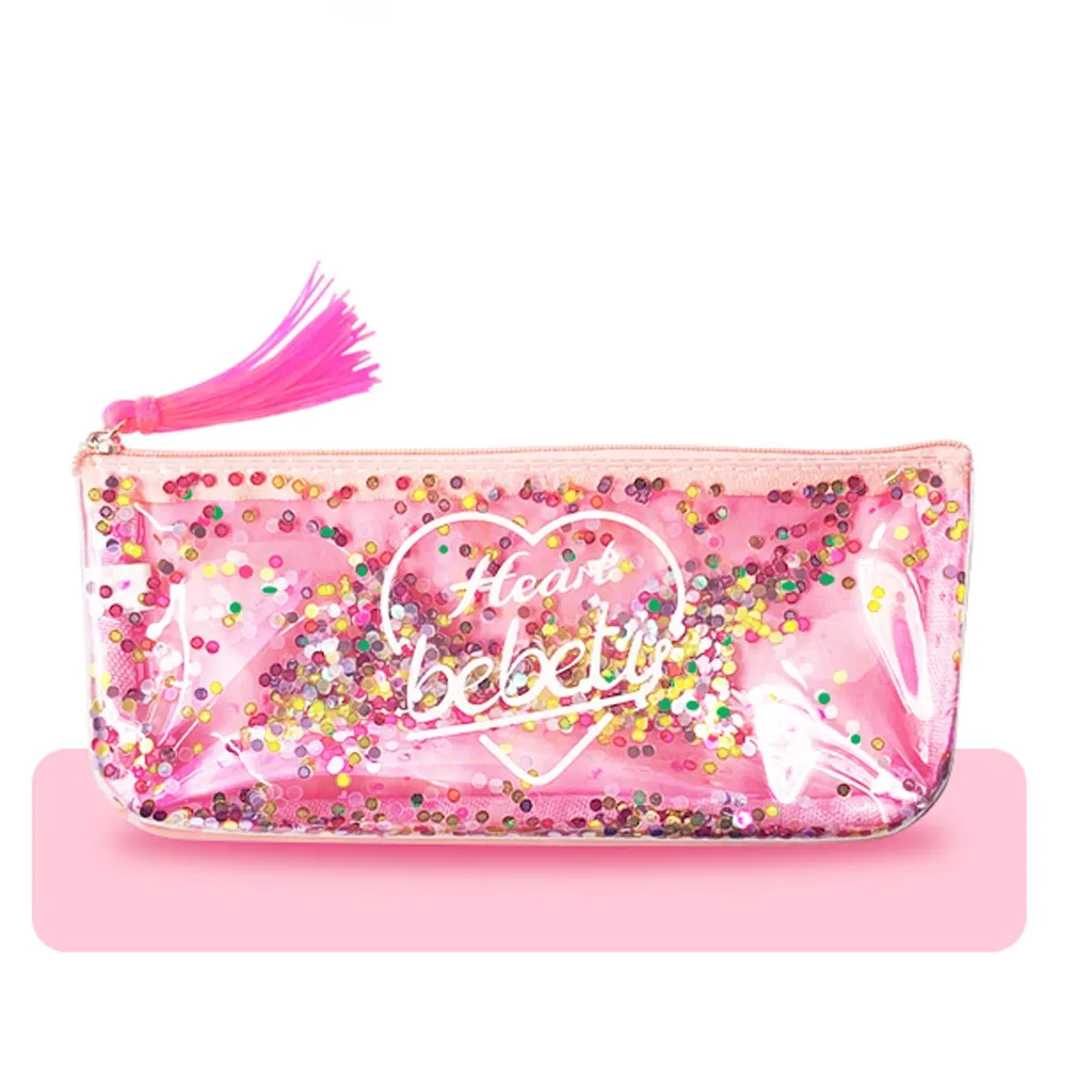 Women's Fashion Trend Long style High quality Brand Wallet Fringed Leather Sequin Pencil Case Female Zipper children's Purse#445 | Багаж