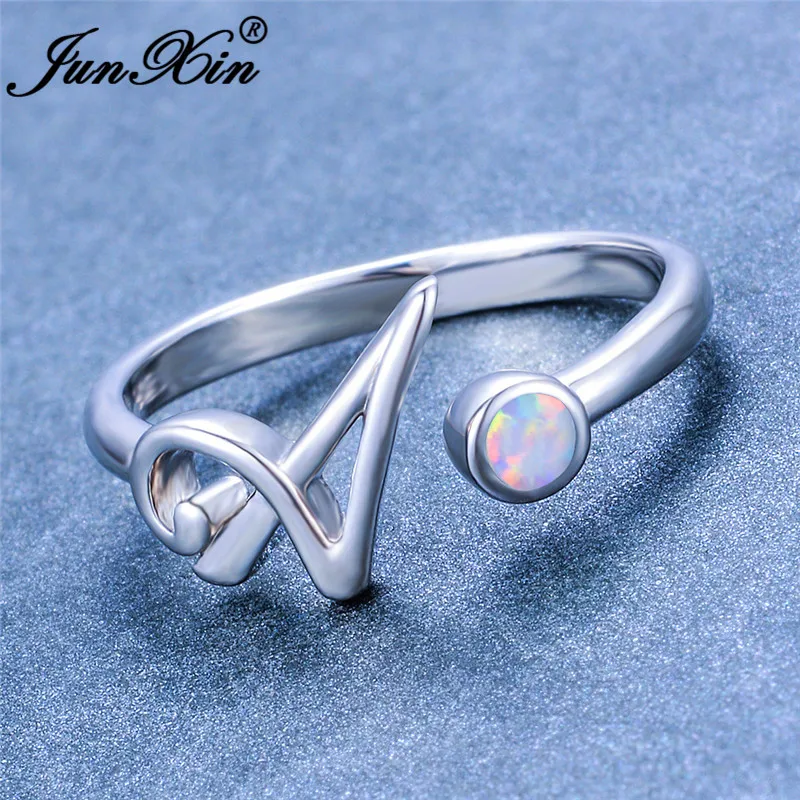 Минималистичное Открытое кольцо с надписью A для женщин из белого золота