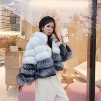 womens winter fur coat 2020 real fox leather grass short coat genuine stand collar thick down jacket fur coat natural fur