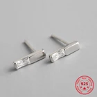 Женские длинные серьги-гвоздики, из серебра 2019 пробы с цирконами, в полоску, ювелирные украшения, 925