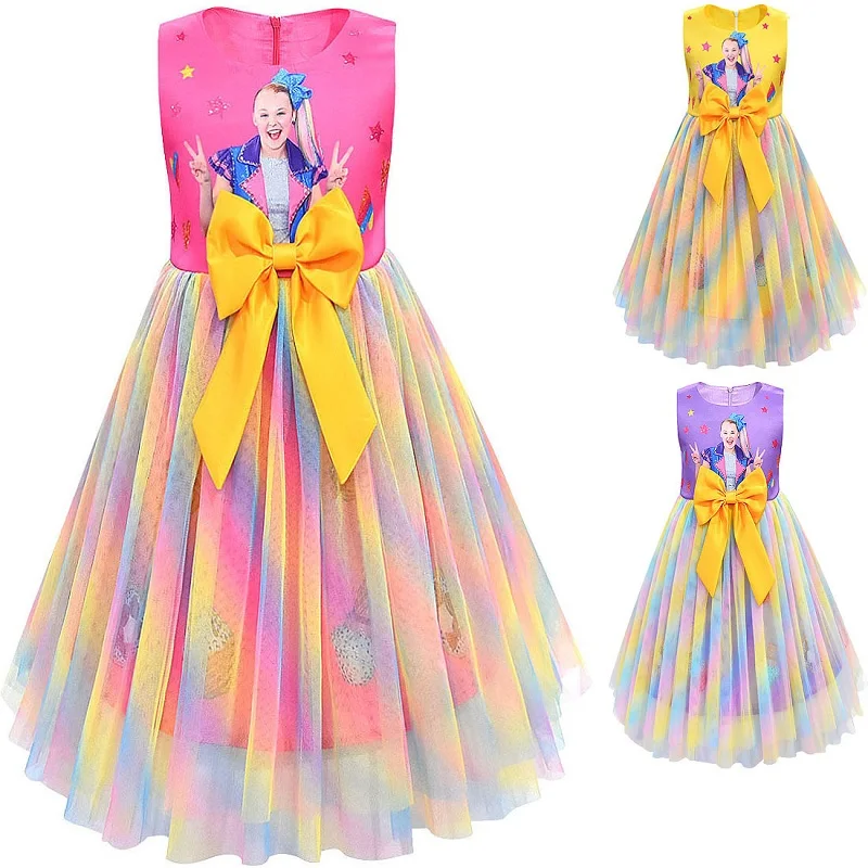 Милое Платье JoJo Siwa для маленьких девочек радужная вечевечерние подарок на день