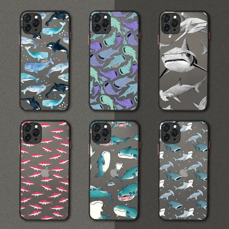 

Cute cartoon horror shark animal Phone Case matte transparent For iphone 7 8 11 12 plus mini x xs xr pro max cover
